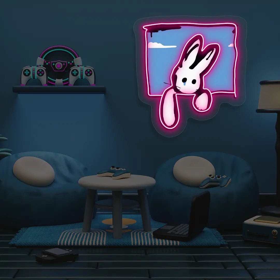 Peek-a-Bun Neon Artwork in Pink color