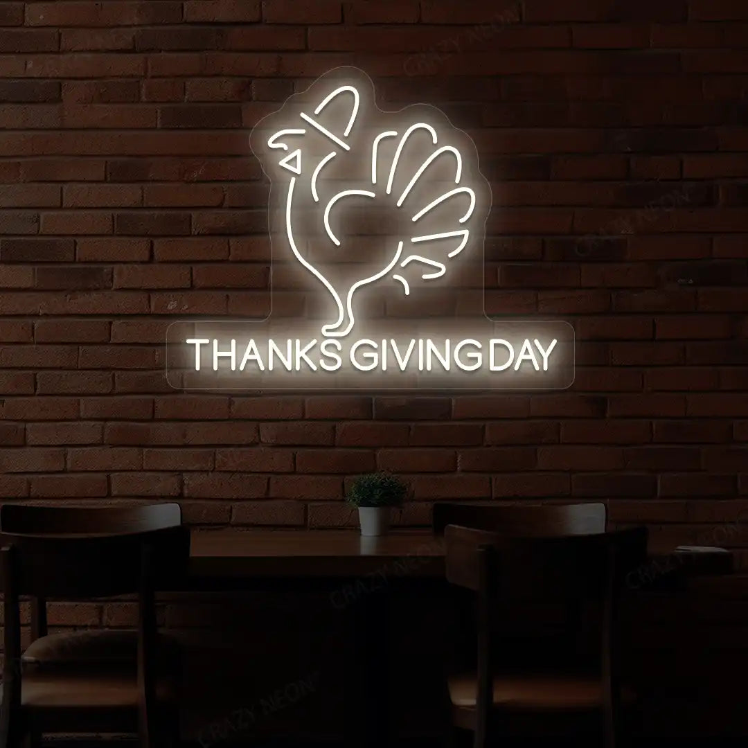 Thanksgiving day turkey neon Sign in warm white
