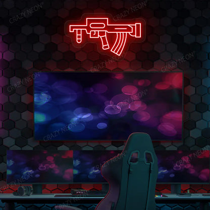 Groza Gaming Gun Neon Sign in Red Color