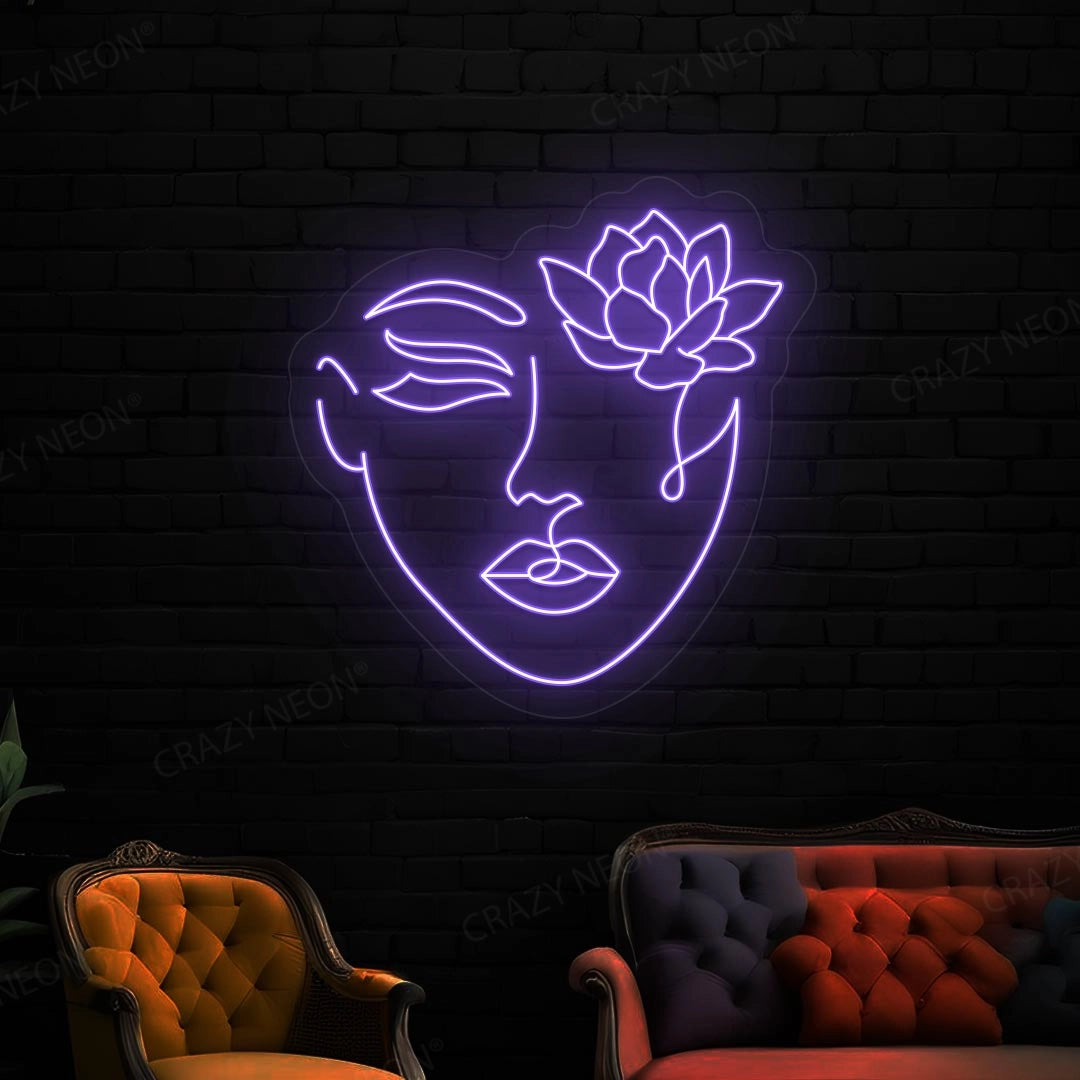 Flower With Face Neon Sign | Purple