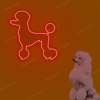 White Poodle Dog Neon Sign | Red