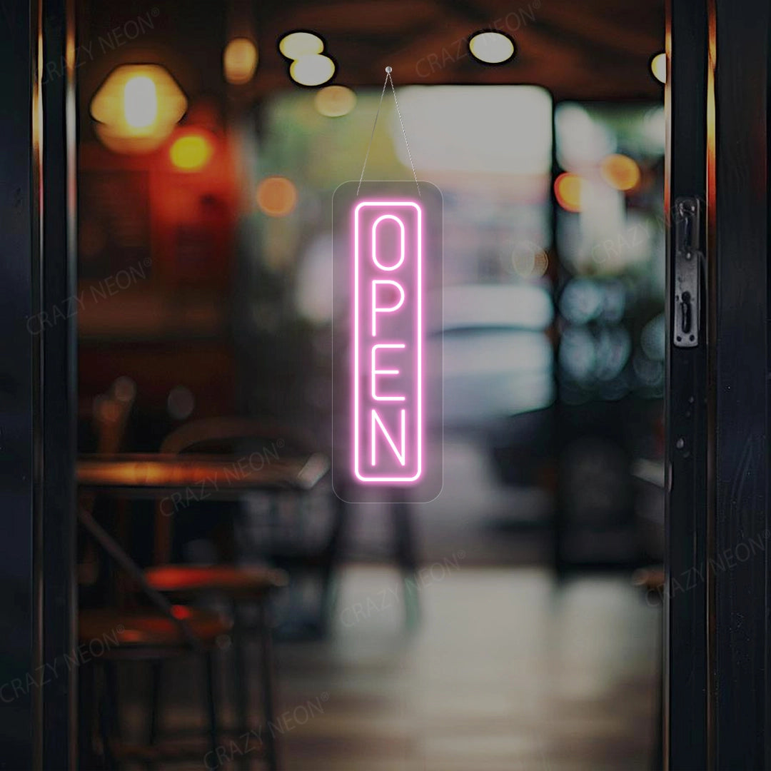 Vertical Open Neon Sign | Pink