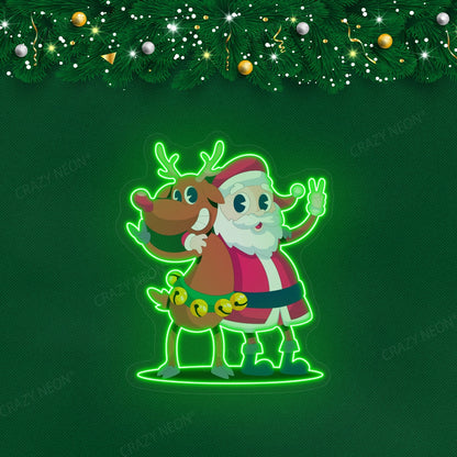 Santa and Rudolph Neon sign