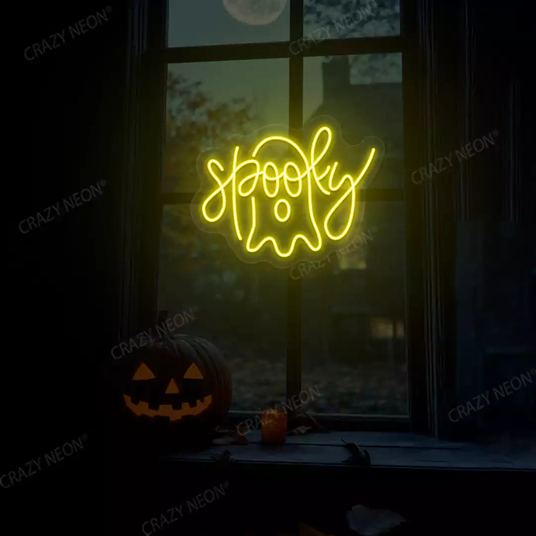 Spooky Ghost Neon Sign | Yellow