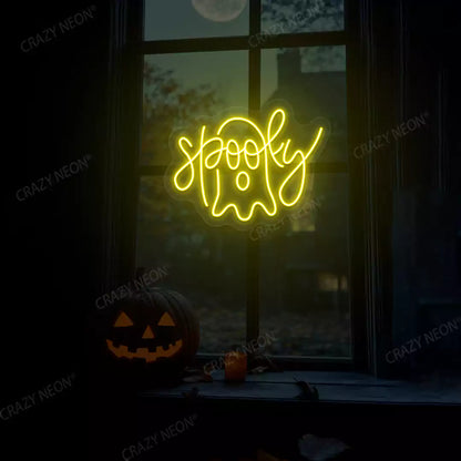 Spooky Ghost Neon Sign | Yellow