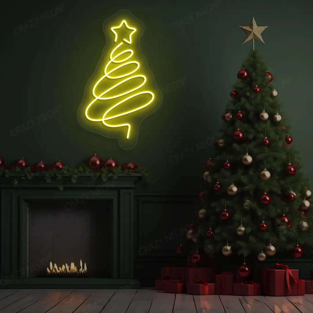 Spiral Christmas Tree Neon Sign | Yellow