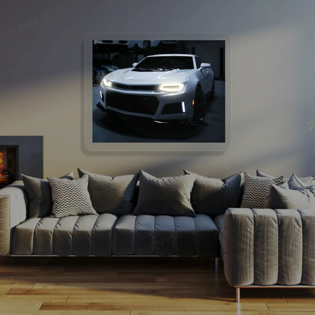 Chevy Camaro Headlight Neon Artwork | White