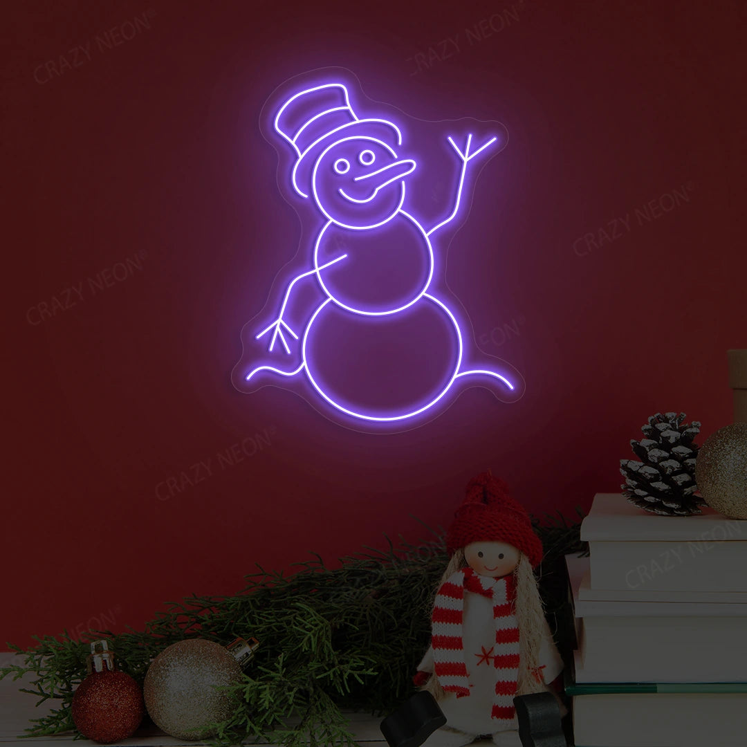 Jolly Snowman Neon Sign | Purple