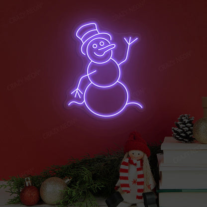 Jolly Snowman Neon Sign | Purple