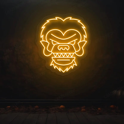 Werewolf Face Neon Sign | Orange