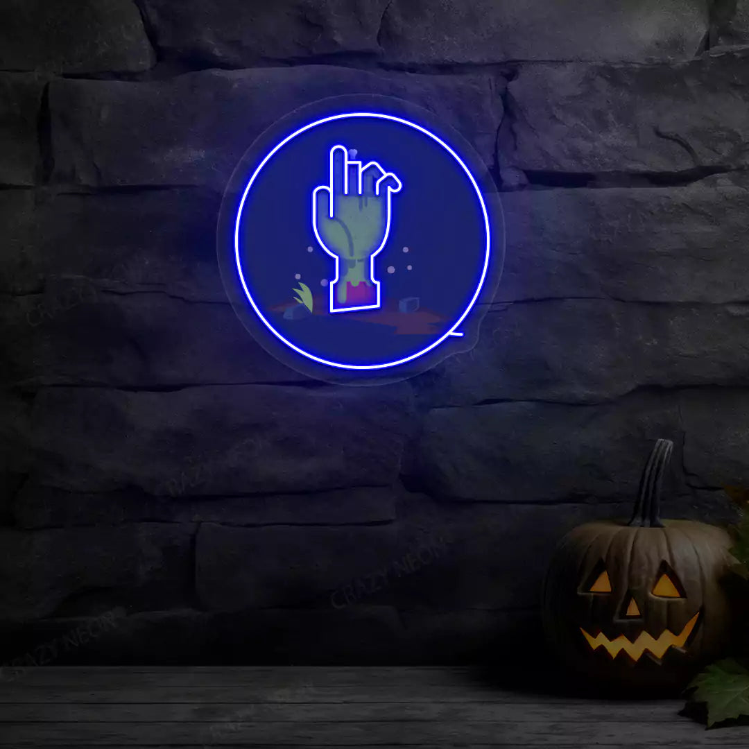 Zombie Hand Neon Artwork | Blue