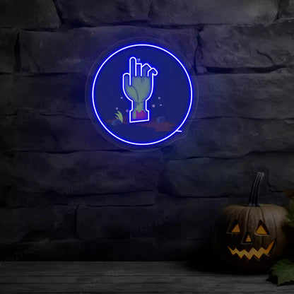 Zombie Hand Neon Artwork | Blue