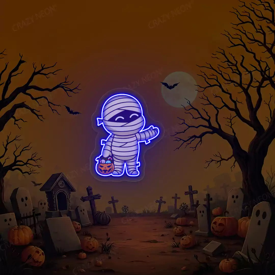 Mummy Kid Neon Artwork | Blue