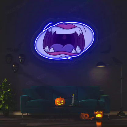 Vampire Mouth Neon Artwork | Blue