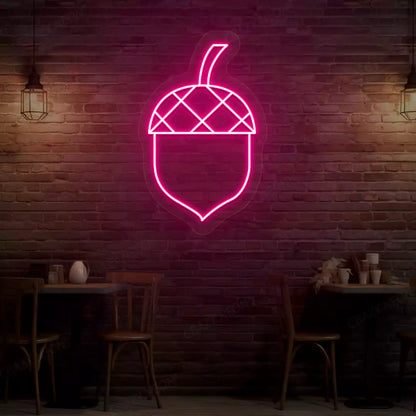 Autumn acorn neon sign in pink