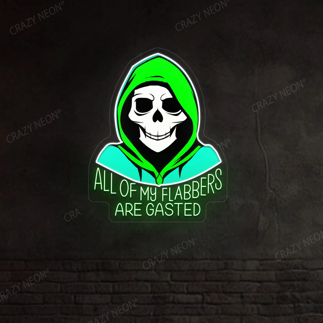 Cool Skeleton Neon Sign | Green