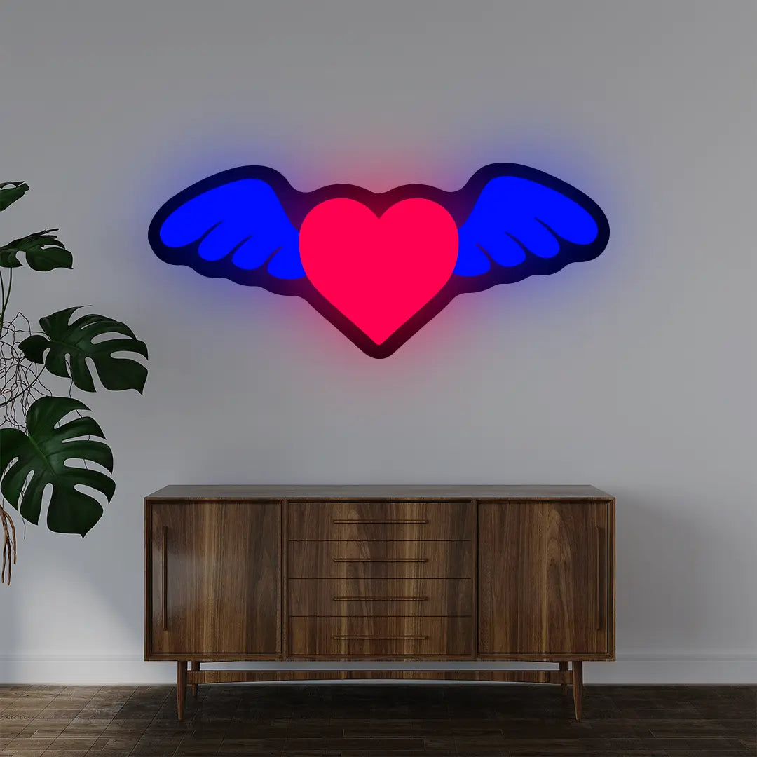 Heart with Wings Illuminated Sign