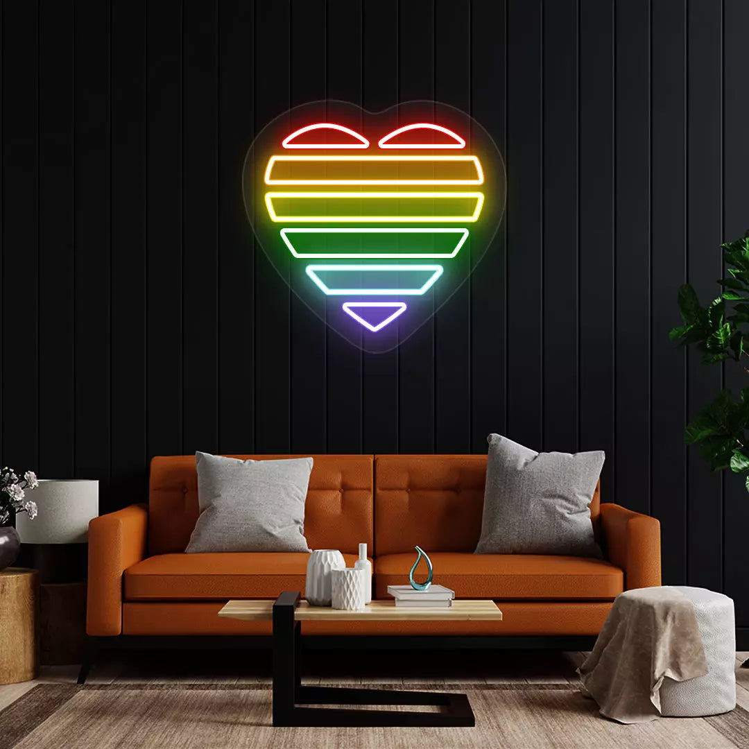 Rainbow Color Heart Neon Sign