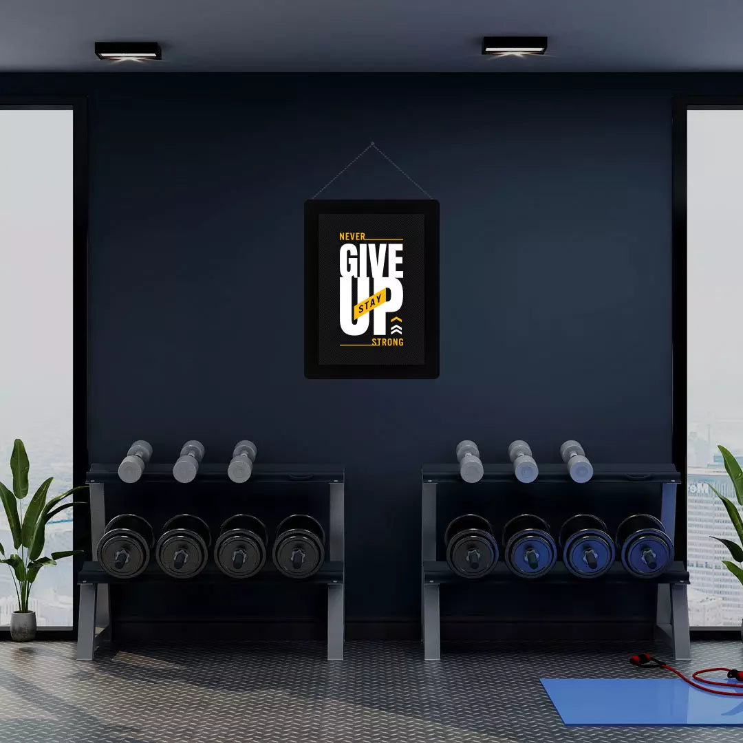 Never Give Up Gym Quote Illuminated Sign