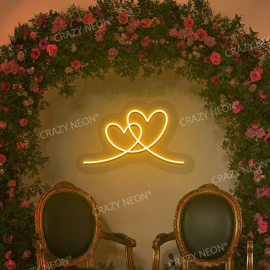 Two Hearts Neon Sign