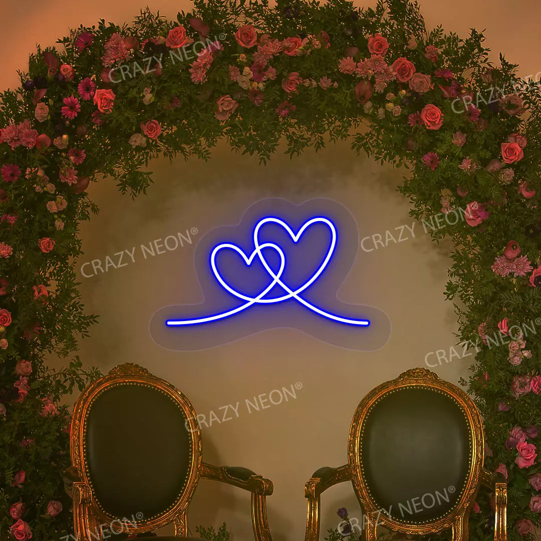 Two Hearts Neon Sign