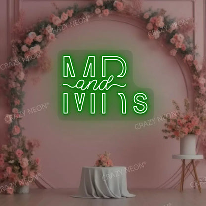 Mr And Mrs Neon Sign | Green 