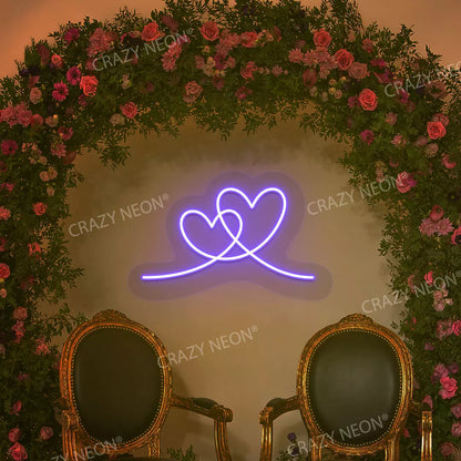 Two Hearts Neon Sign