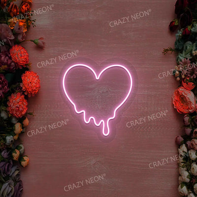 Melting Heart Neon Sign | Pink