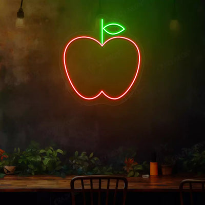 Apple neon sign in red and green