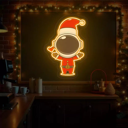 Santa Astronaut Neon Artwork | Orange
