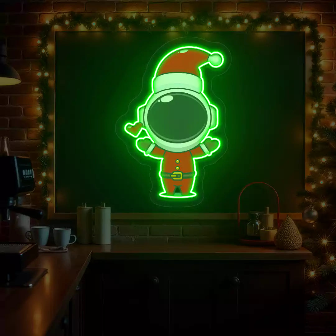 Santa Astronaut Neon Artwork | Green