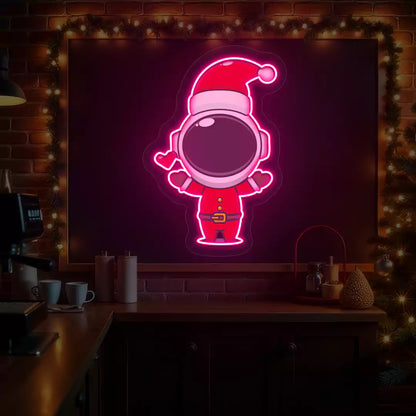 Santa Astronaut Neon Artwork | Pink