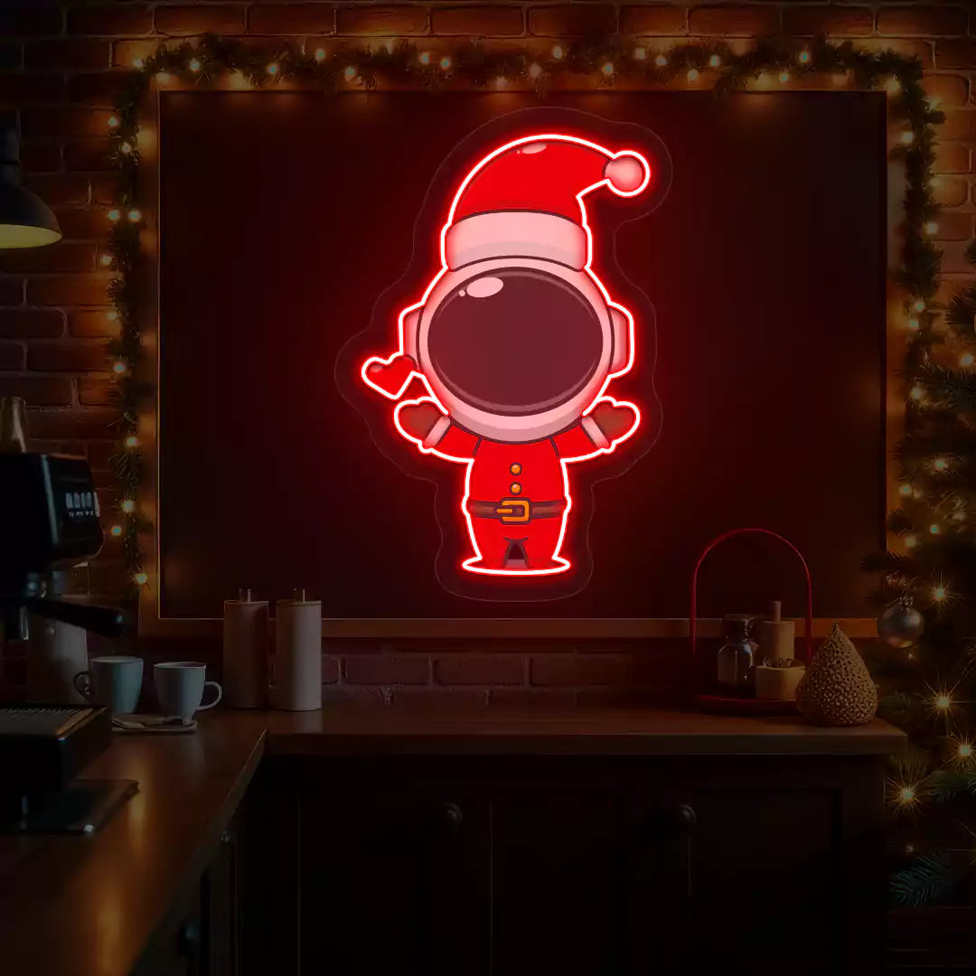 Santa Astronaut Neon Artwork | Red