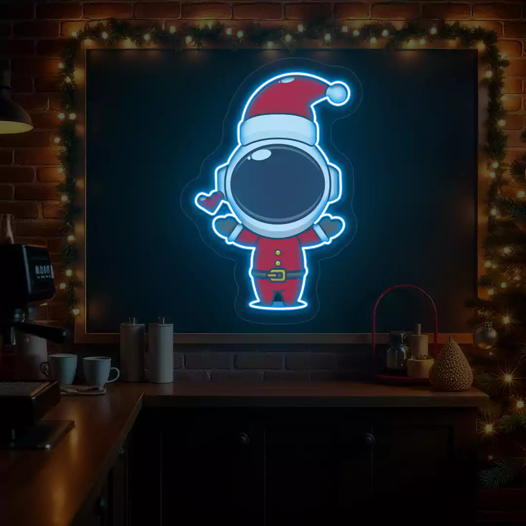 Santa Astronaut Neon Artwork | Iceblue