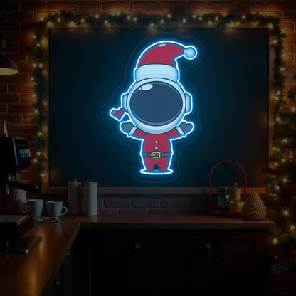 Santa Astronaut Neon Artwork | Iceblue