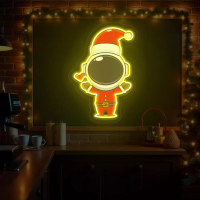 Santa Astronaut Neon Artwork | Yellow