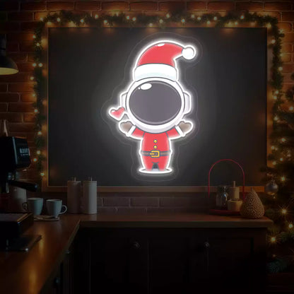 Santa Astronaut Neon Artwork | White