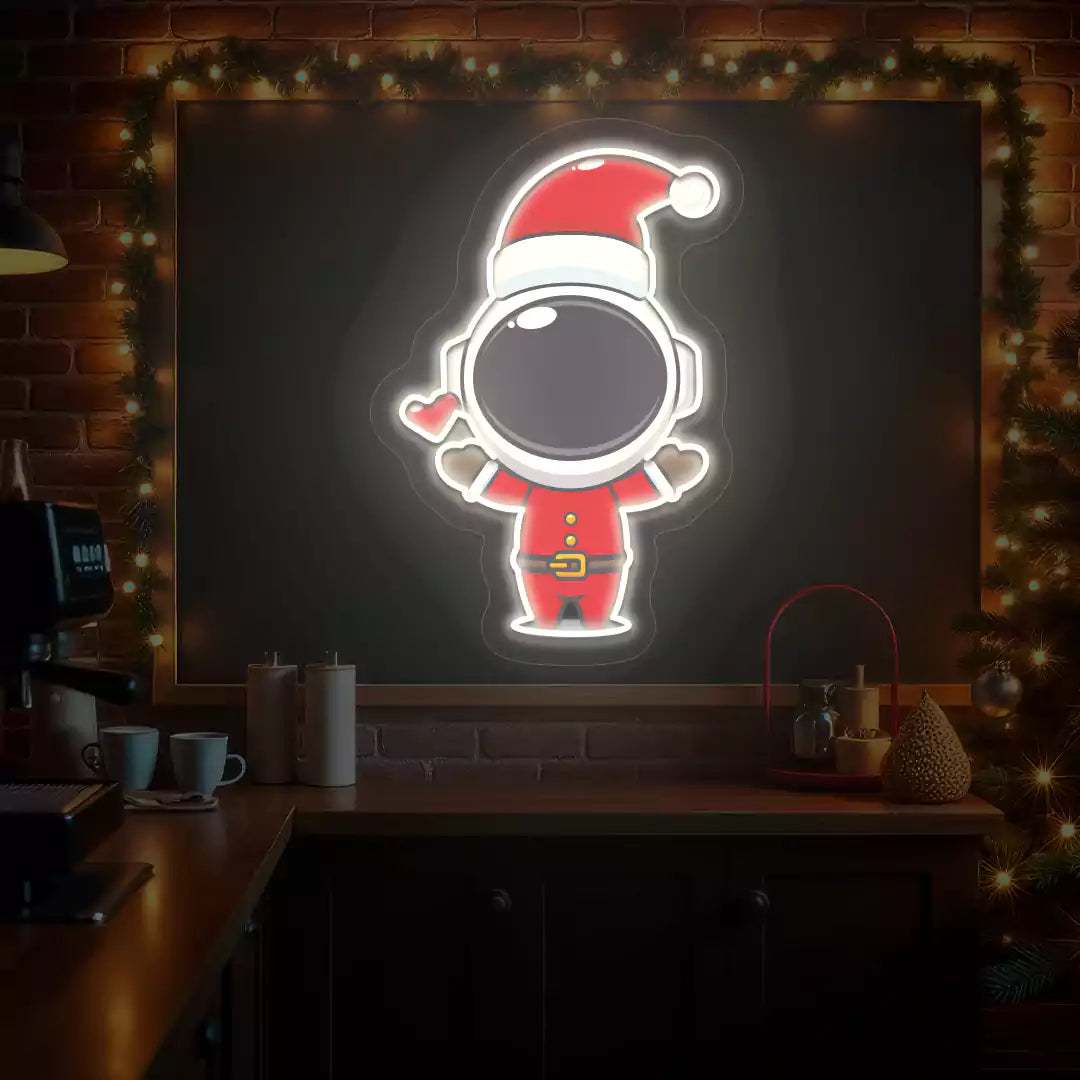 Santa Astronaut Neon Artwork | Warmwhite