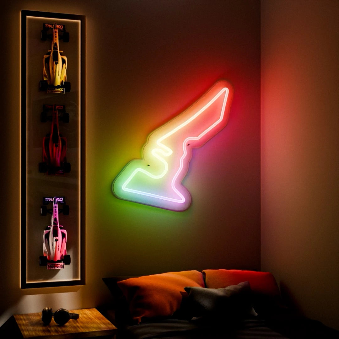 RGB Flow Circuit of the Americas Austin Grand Prix LED neon wall sign in red yellow and blue