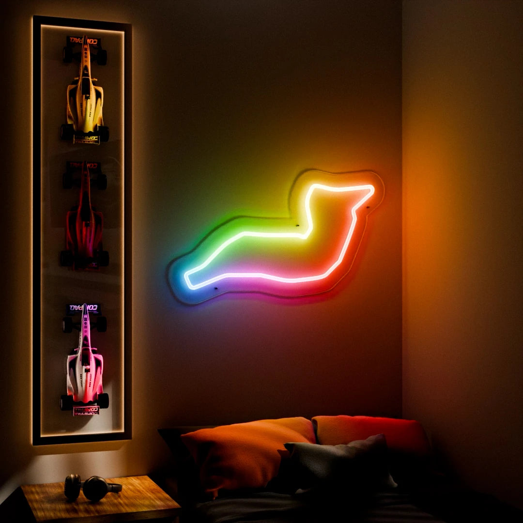 RGB FlowImola Grand Prix Circuit LED neon wall sign in red blue and yellow