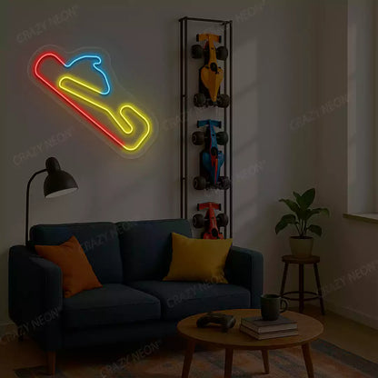 Multicolor Estoril Grand Prix Circuit LED neon wall sign in yellow red and blue
