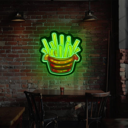 French Fries Led Artwork Neon Sign | Green