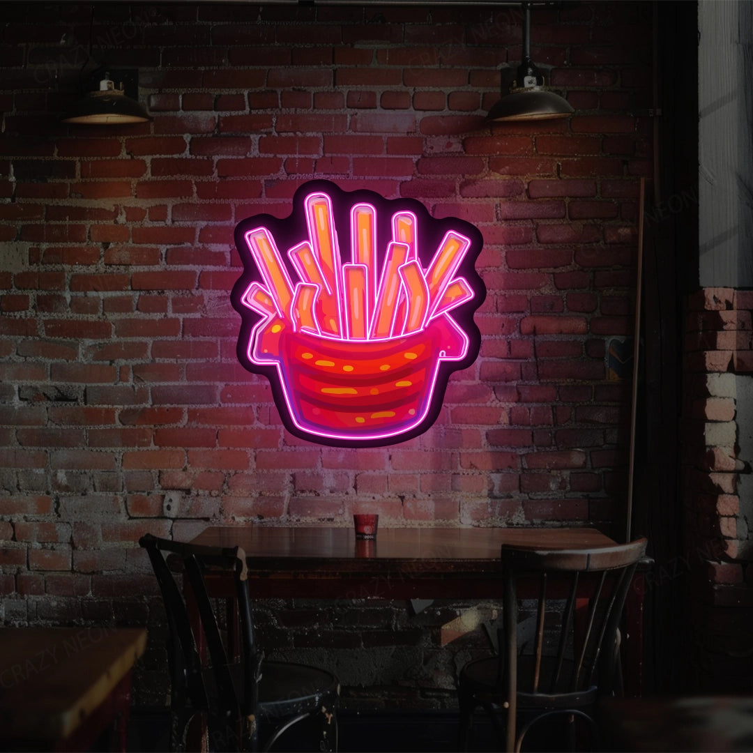 French Fries Led Artwork Neon Sign | Pink 