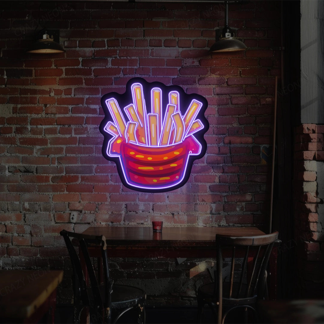 French Fries Led Artwork Neon Sign | Purple