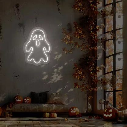 Haunted Ghost Neon Sign | White