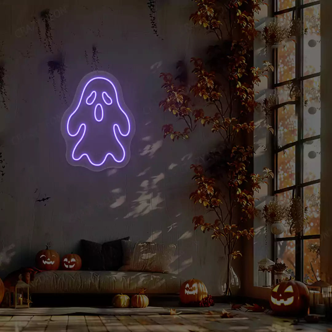 Haunted Ghost Neon Sign | Purple