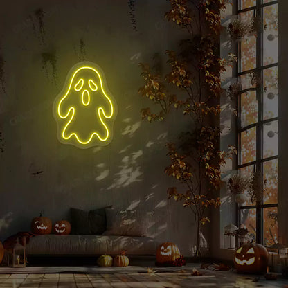 Haunted Ghost Neon Sign | Yellow