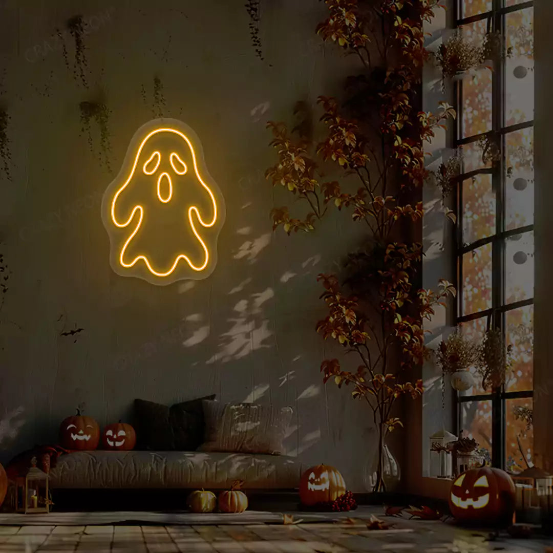 Haunted Ghost Neon Sign | Orange