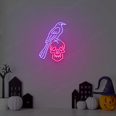 Raven Skull Neon Sign | Purple