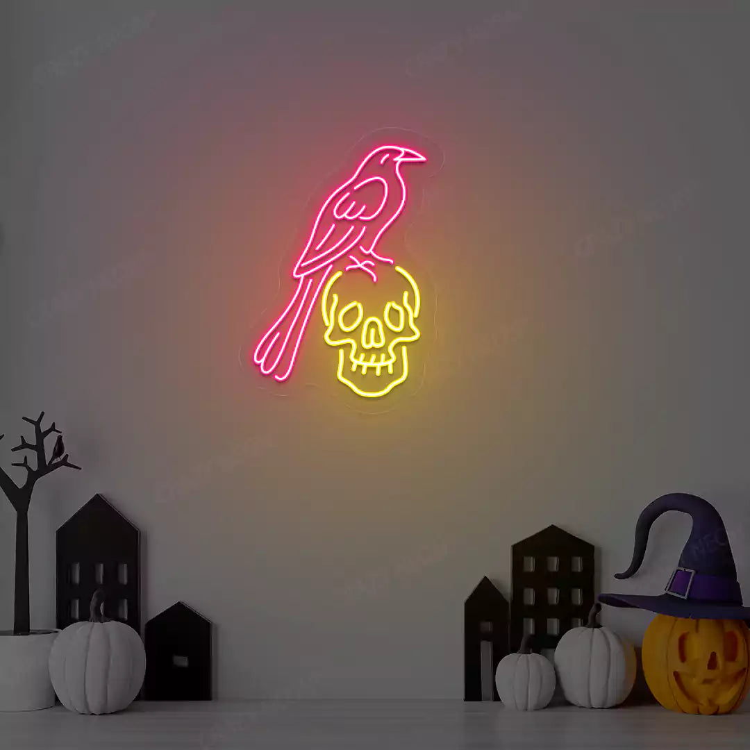 Raven Skull Neon Sign | Pink